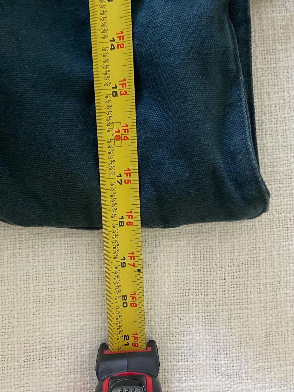Hearth & Hand with Magnolia Blue Canvas Tote with Tan Leather Straps and Zipper - Picture 12 of 13